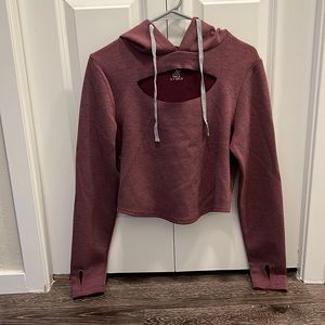 BuffBunny Maroon cropped workout long sleeve